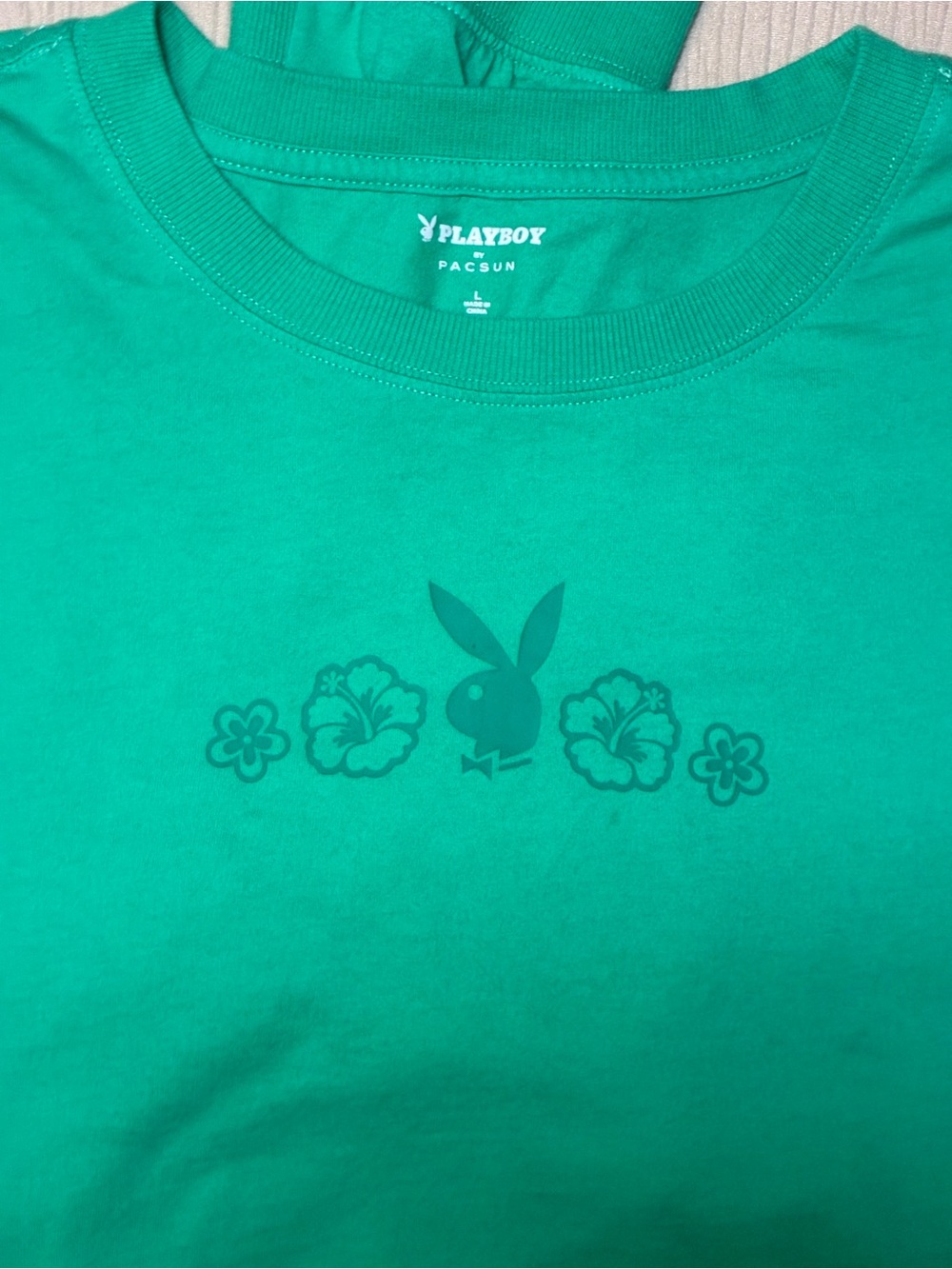 Playboy by PacSun, Large, 100% cotton. Cropped Crewneck drop shoulder Tee